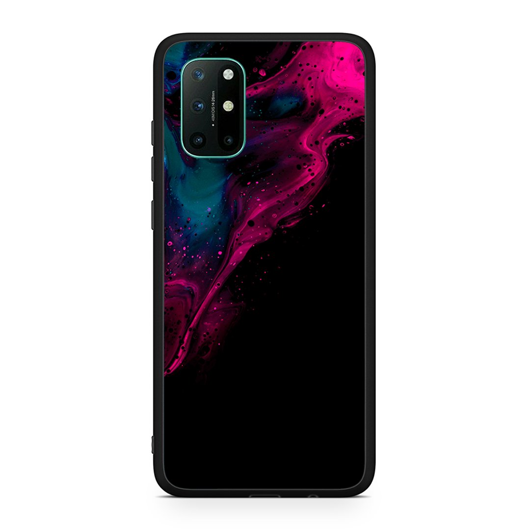 OnePlus 8T Pink Black Watercolor θήκη από τη Smartfits με σχέδιο στο πίσω μέρος και μαύρο περίβλημα | Smartphone case with colorful back and black bezels by Smartfits