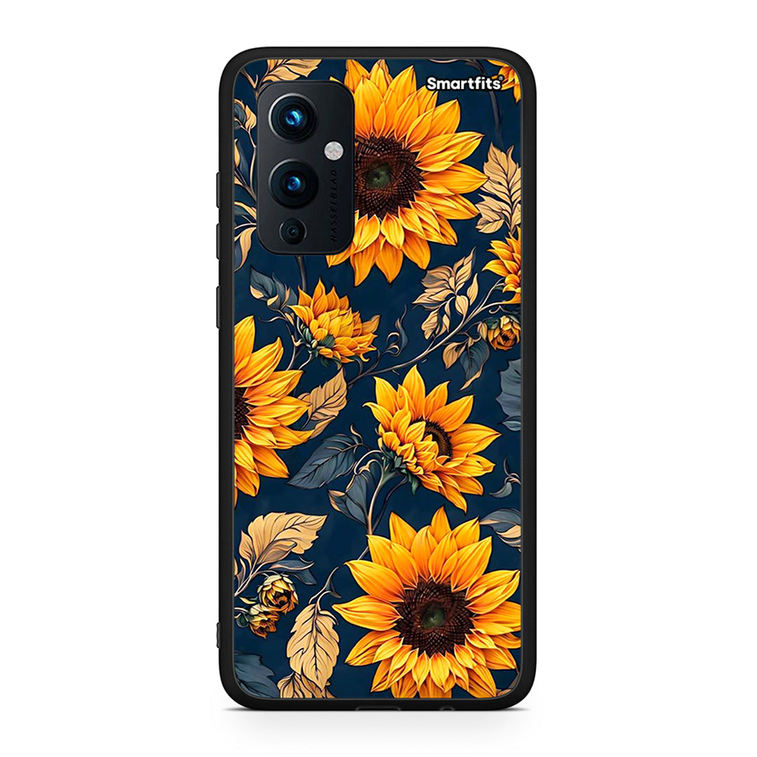 OnePlus 9 Autumn Sunflowers Θήκη από τη Smartfits με σχέδιο στο πίσω μέρος και μαύρο περίβλημα | Smartphone case with colorful back and black bezels by Smartfits