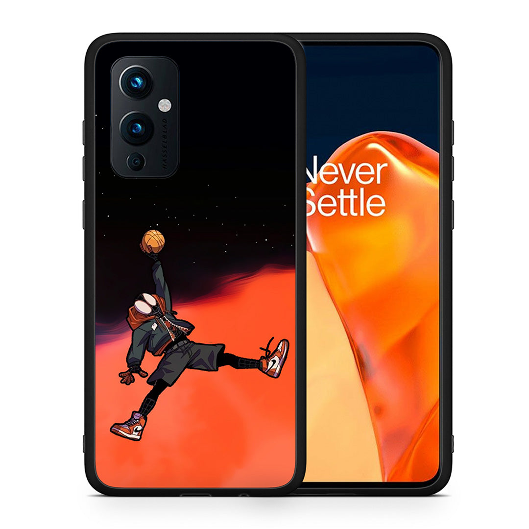 Θήκη OnePlus 9 Basketball Hero από τη Smartfits με σχέδιο στο πίσω μέρος και μαύρο περίβλημα | OnePlus 9 Basketball Hero case with colorful back and black bezels