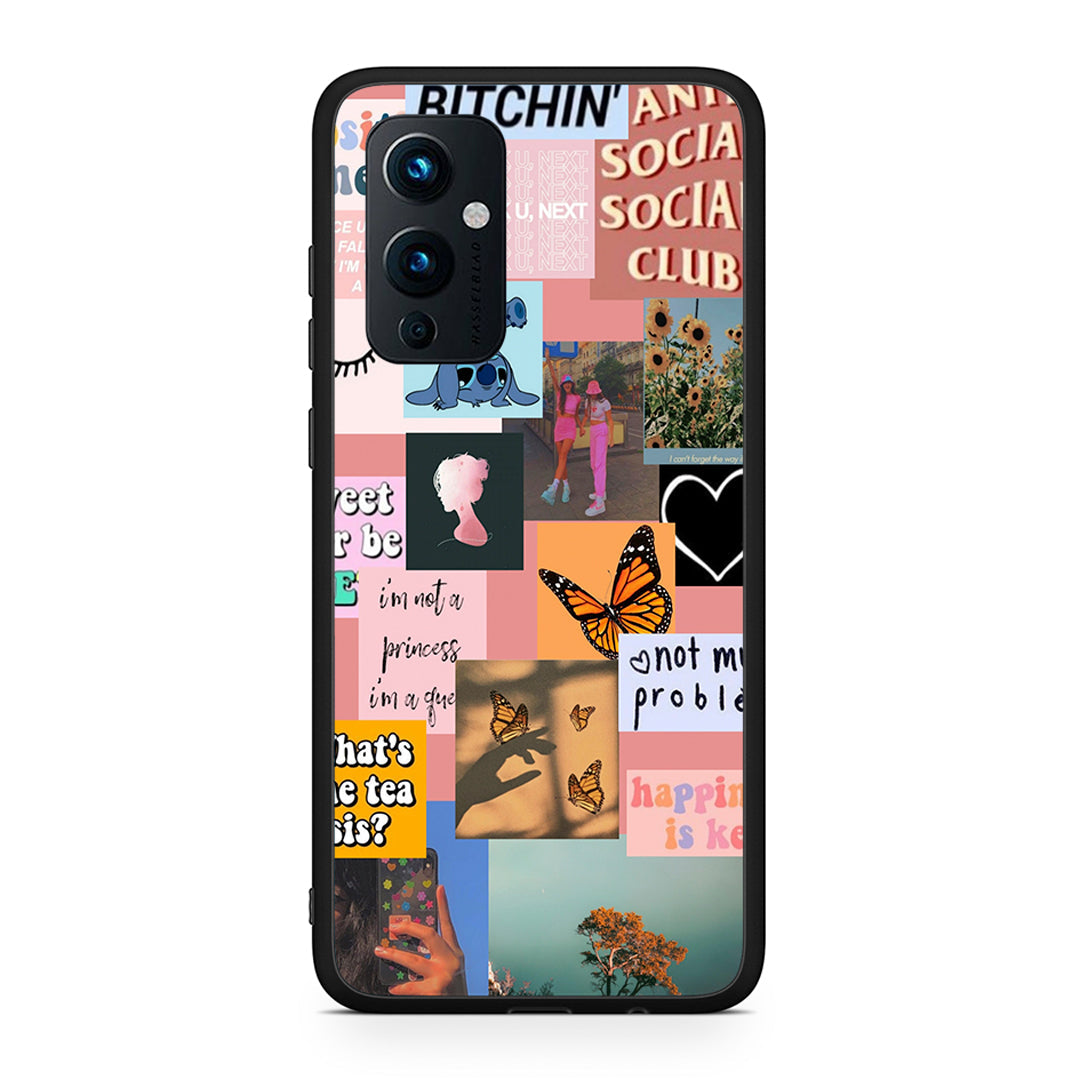 OnePlus 9 Collage Bitchin Θήκη Αγίου Βαλεντίνου από τη Smartfits με σχέδιο στο πίσω μέρος και μαύρο περίβλημα | Smartphone case with colorful back and black bezels by Smartfits