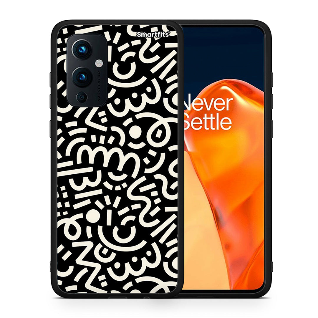 Θήκη OnePlus 9 Doodle Art από τη Smartfits με σχέδιο στο πίσω μέρος και μαύρο περίβλημα | OnePlus 9 Doodle Art case with colorful back and black bezels