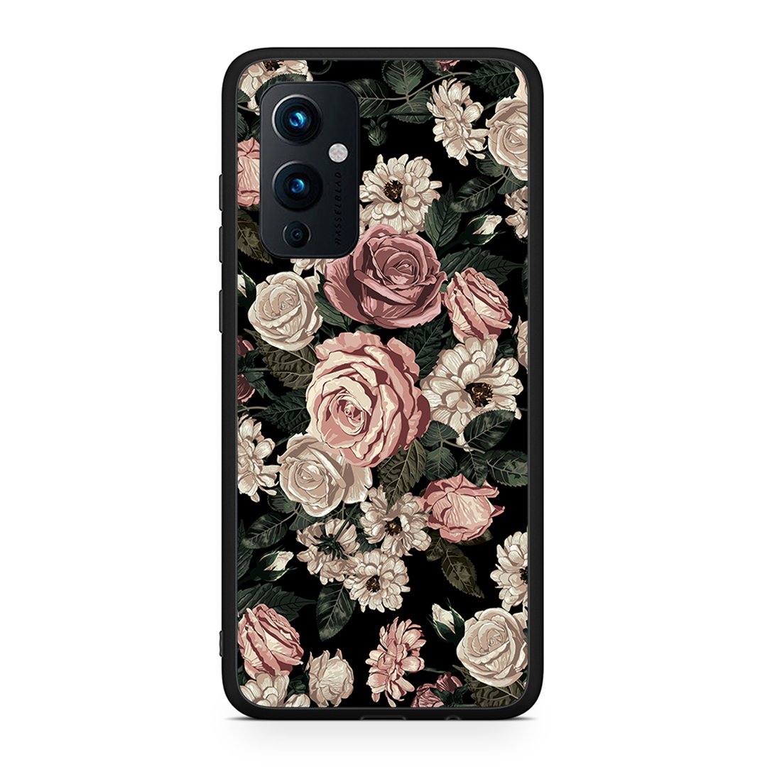 OnePlus 9 Wild Roses Flower θήκη από τη Smartfits με σχέδιο στο πίσω μέρος και μαύρο περίβλημα | Smartphone case with colorful back and black bezels by Smartfits
