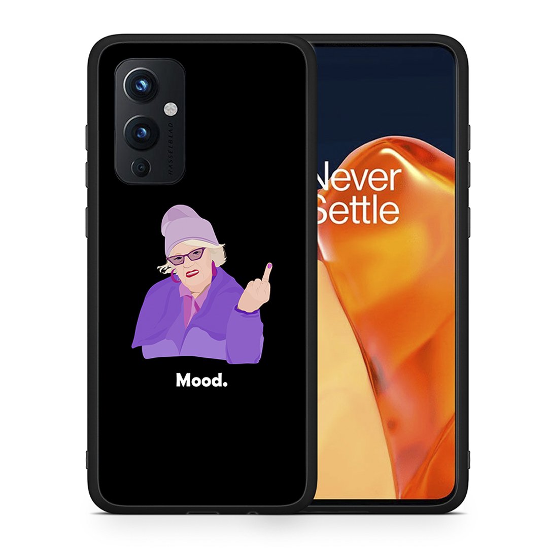 Θήκη OnePlus 9 Grandma Mood Black από τη Smartfits με σχέδιο στο πίσω μέρος και μαύρο περίβλημα | OnePlus 9 Grandma Mood Black case with colorful back and black bezels