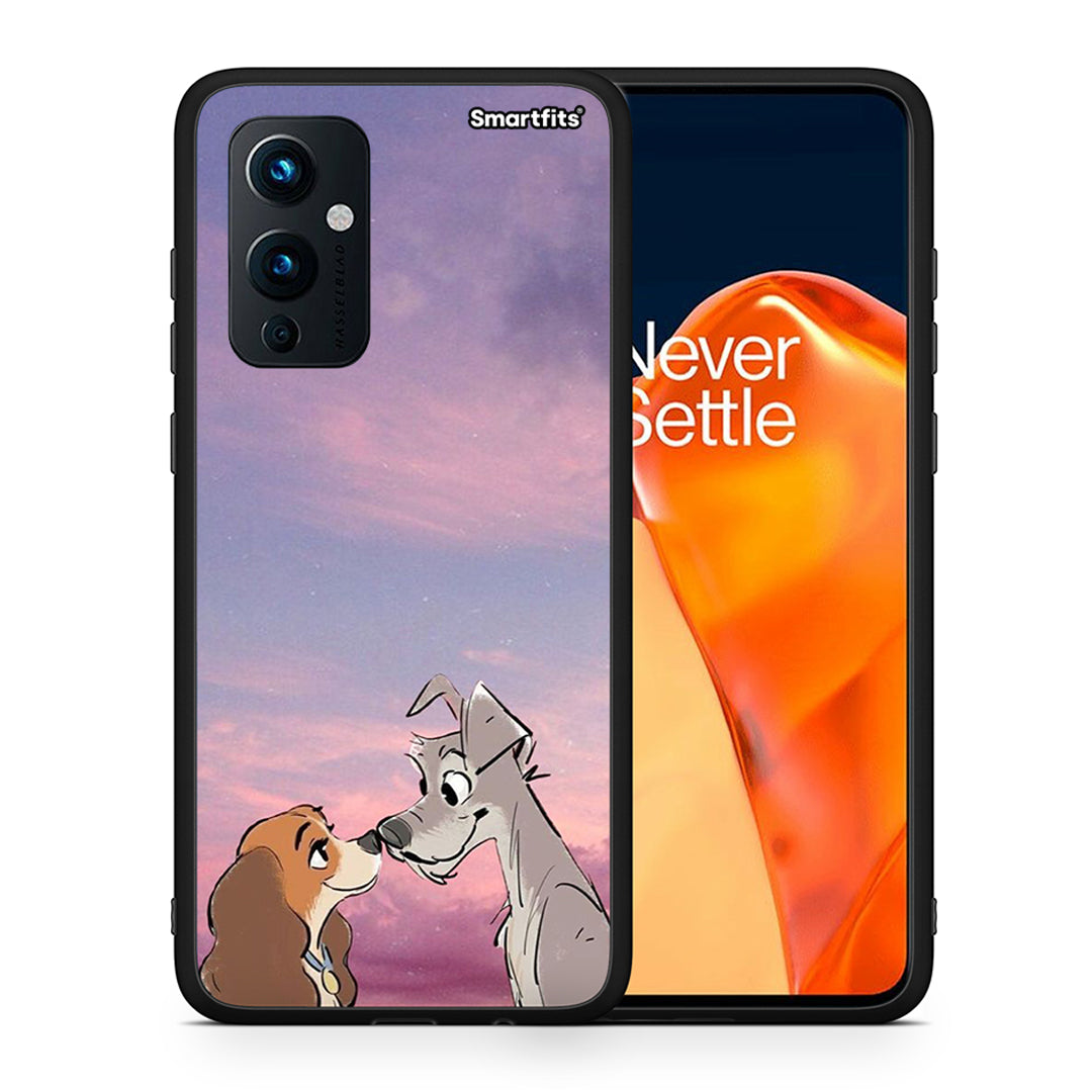 Θήκη OnePlus 9 Lady And Tramp από τη Smartfits με σχέδιο στο πίσω μέρος και μαύρο περίβλημα | OnePlus 9 Lady And Tramp case with colorful back and black bezels