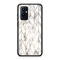 Thumbnail for OnePlus 9 Gold Geometric Marble θήκη από τη Smartfits με σχέδιο στο πίσω μέρος και μαύρο περίβλημα | Smartphone case with colorful back and black bezels by Smartfits