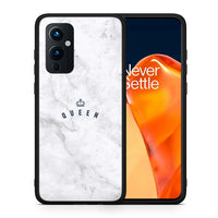 Thumbnail for Θήκη OnePlus 9 Queen Marble από τη Smartfits με σχέδιο στο πίσω μέρος και μαύρο περίβλημα | OnePlus 9 Queen Marble case with colorful back and black bezels