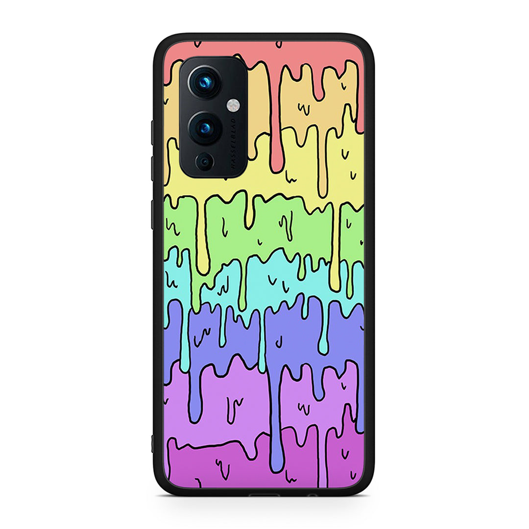 OnePlus 9 Melting Rainbow θήκη από τη Smartfits με σχέδιο στο πίσω μέρος και μαύρο περίβλημα | Smartphone case with colorful back and black bezels by Smartfits