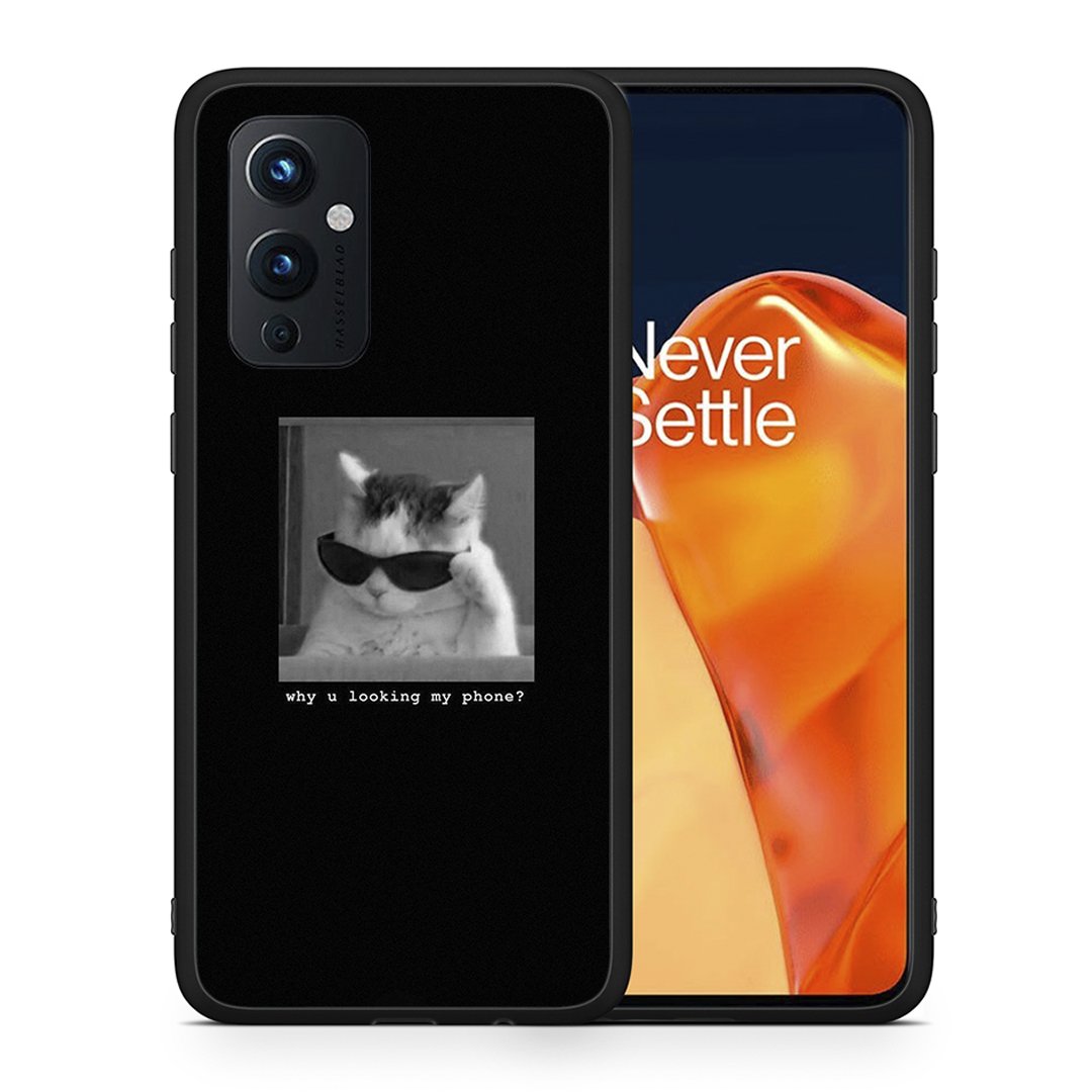 Θήκη OnePlus 9 Meme Cat από τη Smartfits με σχέδιο στο πίσω μέρος και μαύρο περίβλημα | OnePlus 9 Meme Cat case with colorful back and black bezels