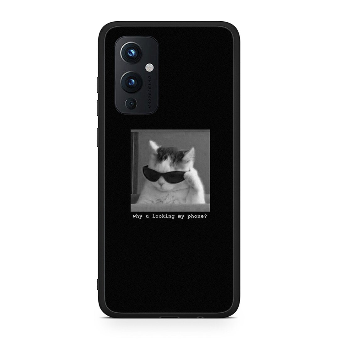 OnePlus 9 Meme Cat θήκη από τη Smartfits με σχέδιο στο πίσω μέρος και μαύρο περίβλημα | Smartphone case with colorful back and black bezels by Smartfits