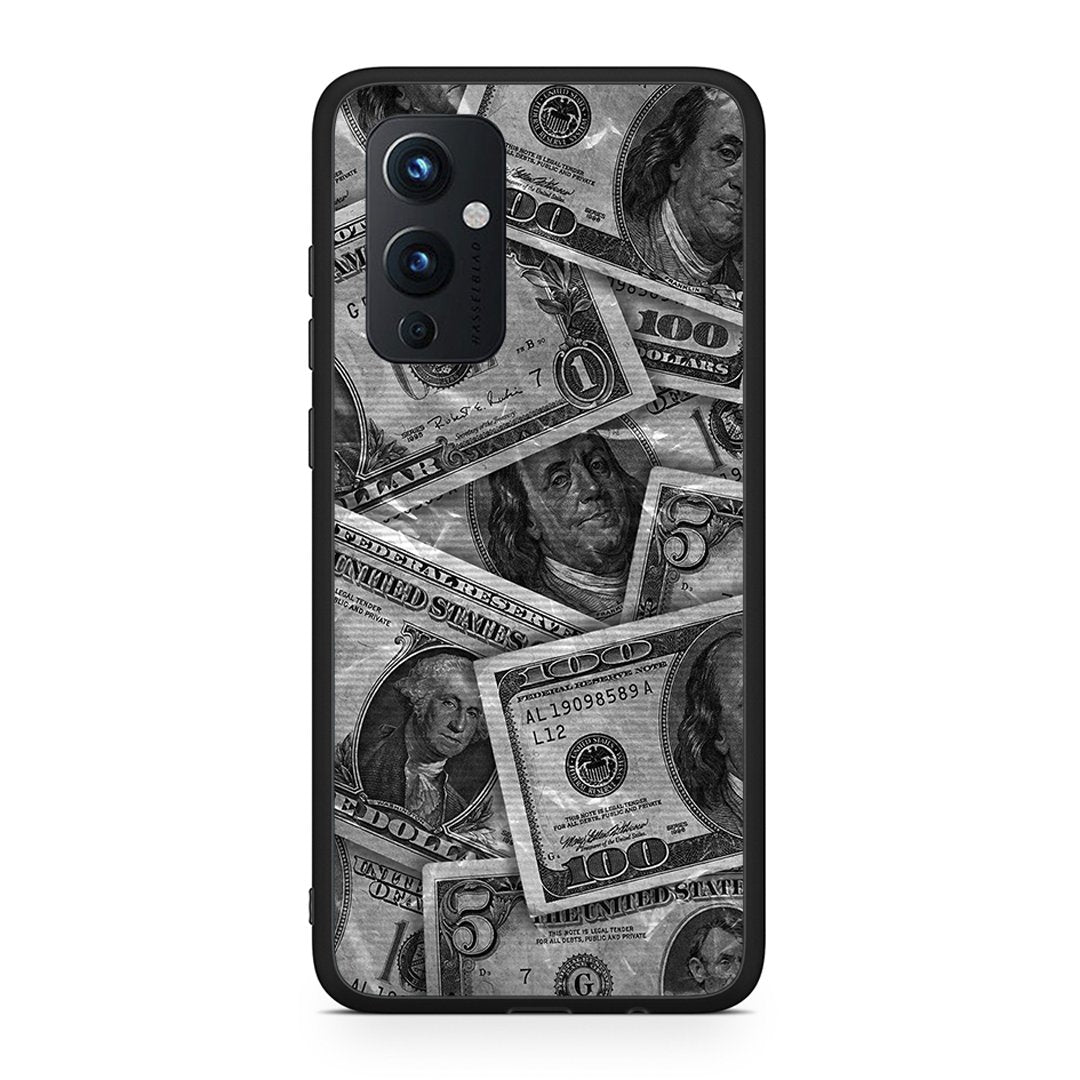 OnePlus 9 Money Dollars θήκη από τη Smartfits με σχέδιο στο πίσω μέρος και μαύρο περίβλημα | Smartphone case with colorful back and black bezels by Smartfits