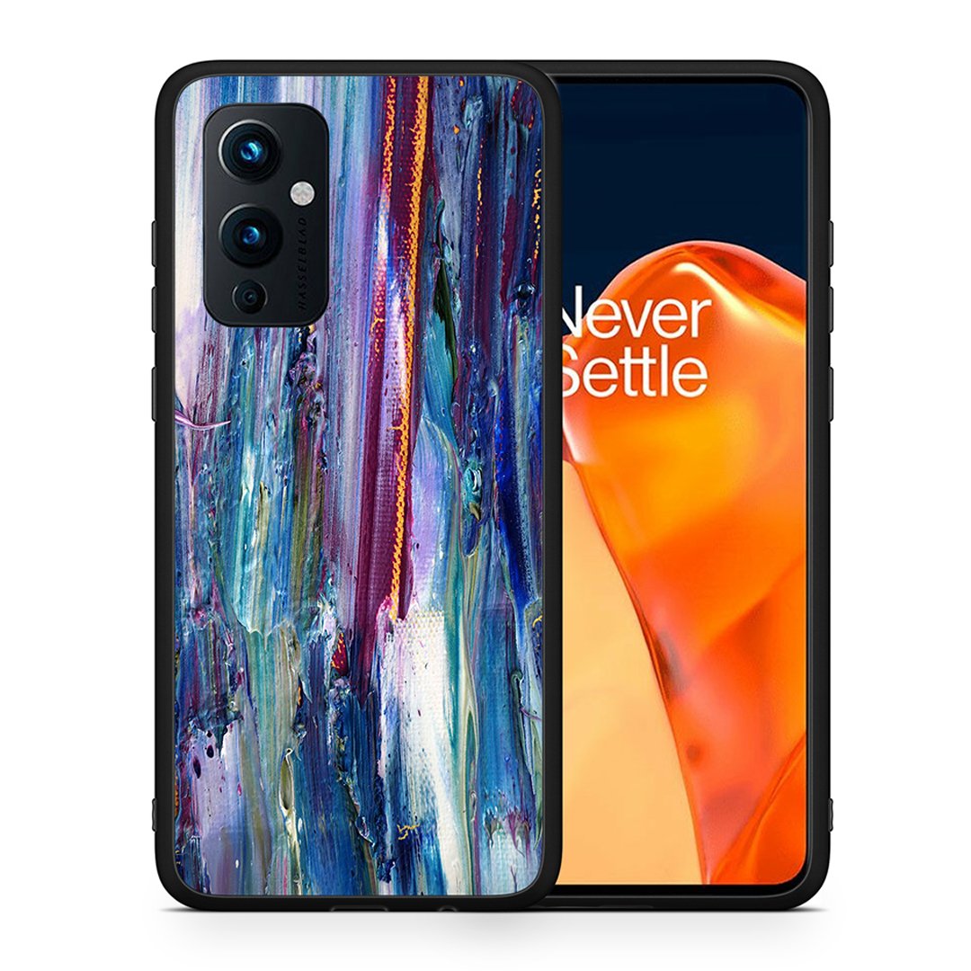 Θήκη OnePlus 9 Winter Paint από τη Smartfits με σχέδιο στο πίσω μέρος και μαύρο περίβλημα | OnePlus 9 Winter Paint case with colorful back and black bezels