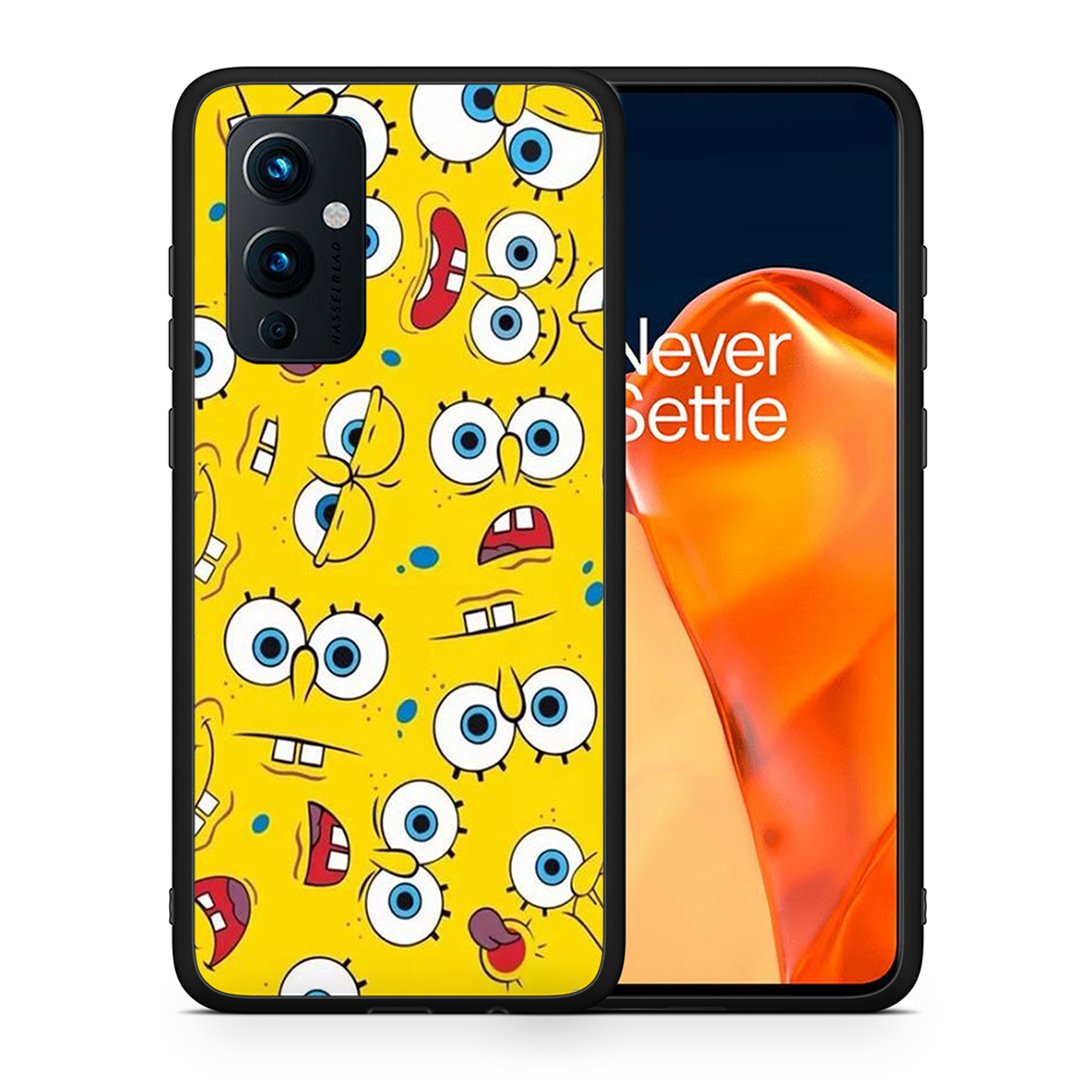 Θήκη OnePlus 9 Sponge PopArt από τη Smartfits με σχέδιο στο πίσω μέρος και μαύρο περίβλημα | OnePlus 9 Sponge PopArt case with colorful back and black bezels