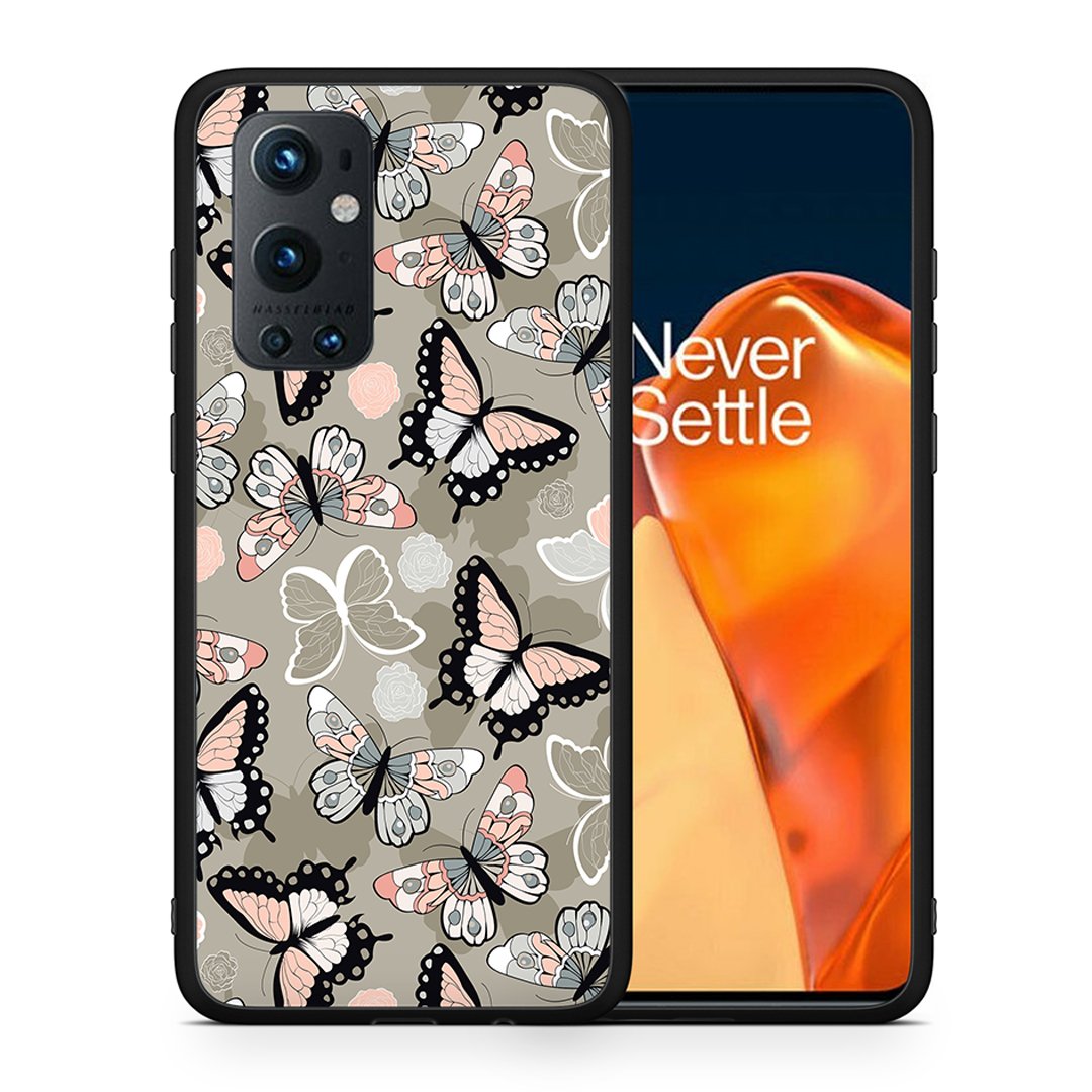 Θήκη OnePlus 9 Pro Butterflies Boho από τη Smartfits με σχέδιο στο πίσω μέρος και μαύρο περίβλημα | OnePlus 9 Pro Butterflies Boho case with colorful back and black bezels