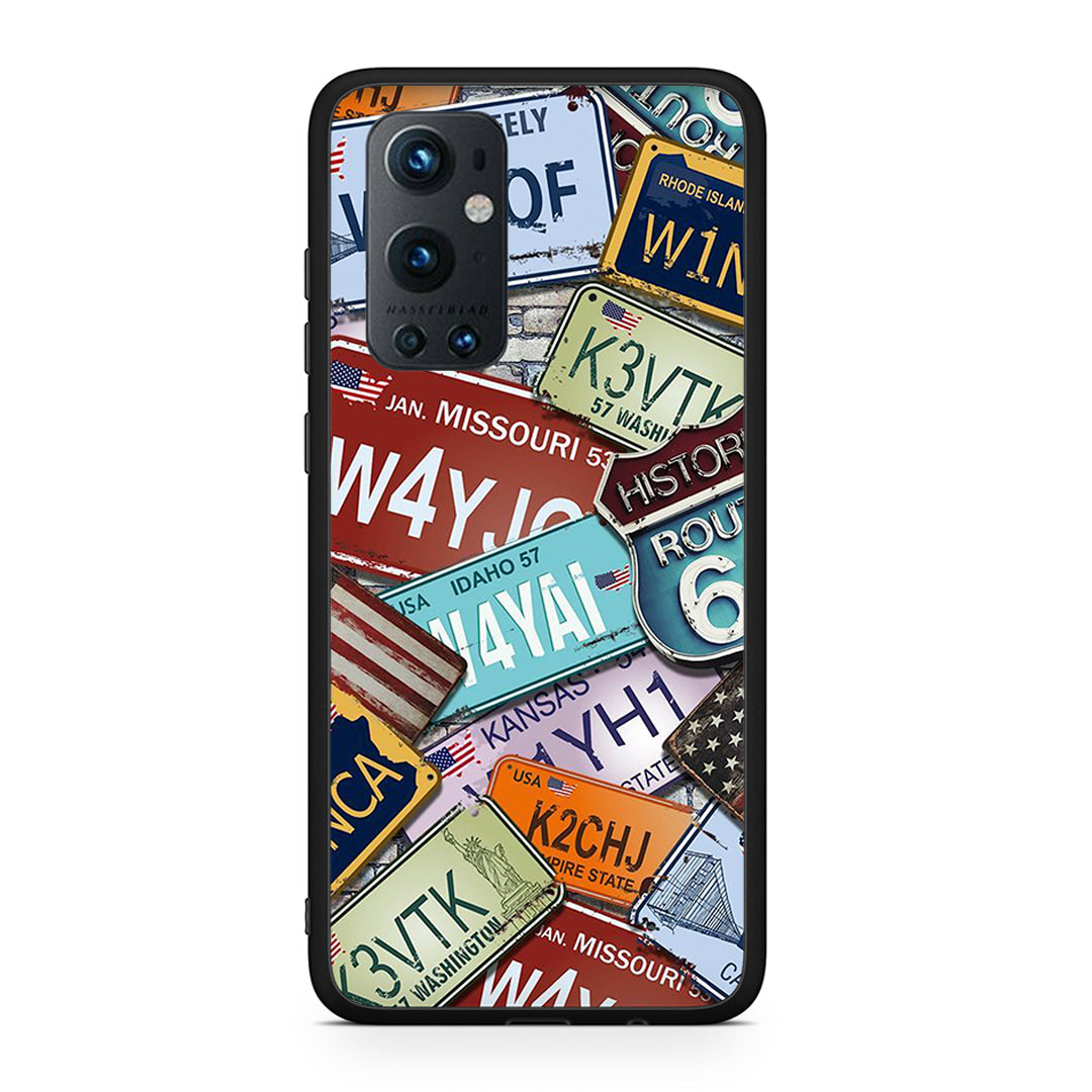 OnePlus 9 Pro Car Plates θήκη από τη Smartfits με σχέδιο στο πίσω μέρος και μαύρο περίβλημα | Smartphone case with colorful back and black bezels by Smartfits
