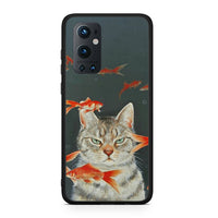 Thumbnail for OnePlus 9 Pro Cat Goldfish θήκη από τη Smartfits με σχέδιο στο πίσω μέρος και μαύρο περίβλημα | Smartphone case with colorful back and black bezels by Smartfits
