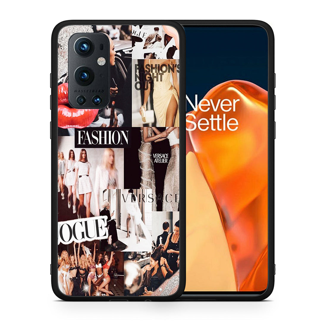 Θήκη Αγίου Βαλεντίνου OnePlus 9 Pro Collage Fashion από τη Smartfits με σχέδιο στο πίσω μέρος και μαύρο περίβλημα | OnePlus 9 Pro Collage Fashion case with colorful back and black bezels