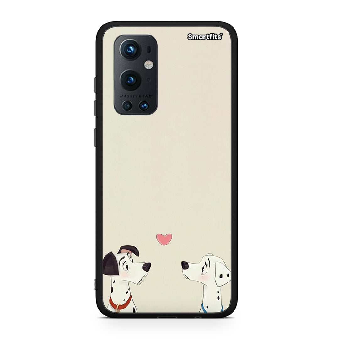 OnePlus 9 Pro Dalmatians Love θήκη από τη Smartfits με σχέδιο στο πίσω μέρος και μαύρο περίβλημα | Smartphone case with colorful back and black bezels by Smartfits