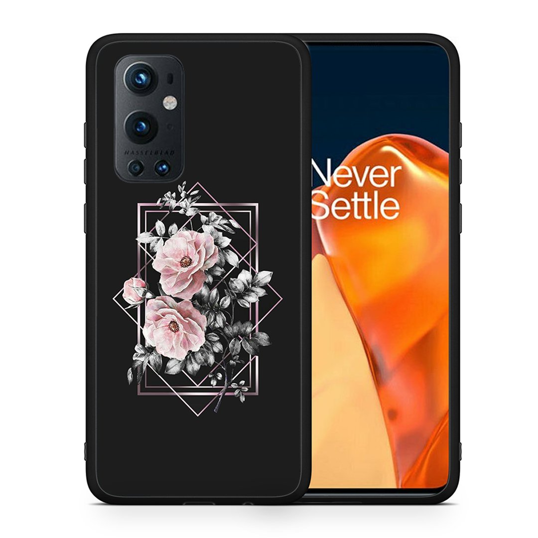 Θήκη OnePlus 9 Pro Frame Flower από τη Smartfits με σχέδιο στο πίσω μέρος και μαύρο περίβλημα | OnePlus 9 Pro Frame Flower case with colorful back and black bezels