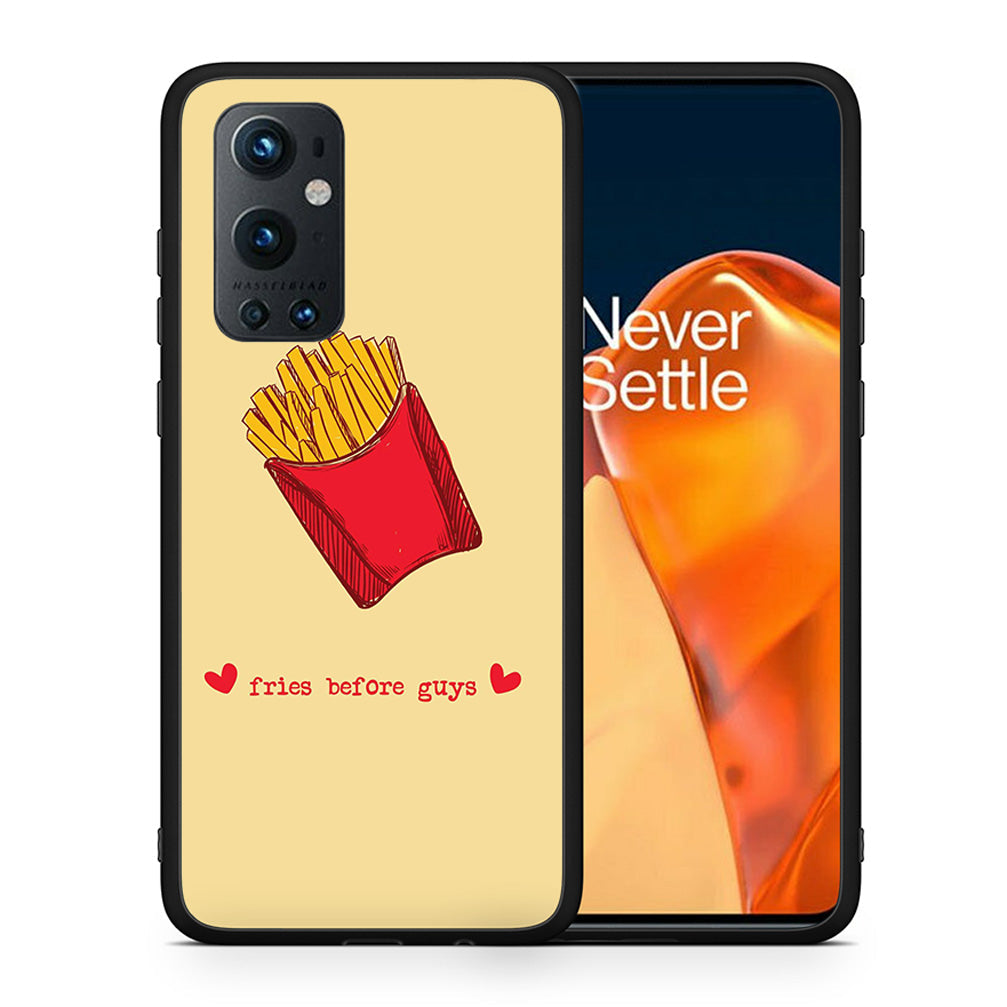 Θήκη Αγίου Βαλεντίνου OnePlus 9 Pro Fries Before Guys από τη Smartfits με σχέδιο στο πίσω μέρος και μαύρο περίβλημα | OnePlus 9 Pro Fries Before Guys case with colorful back and black bezels