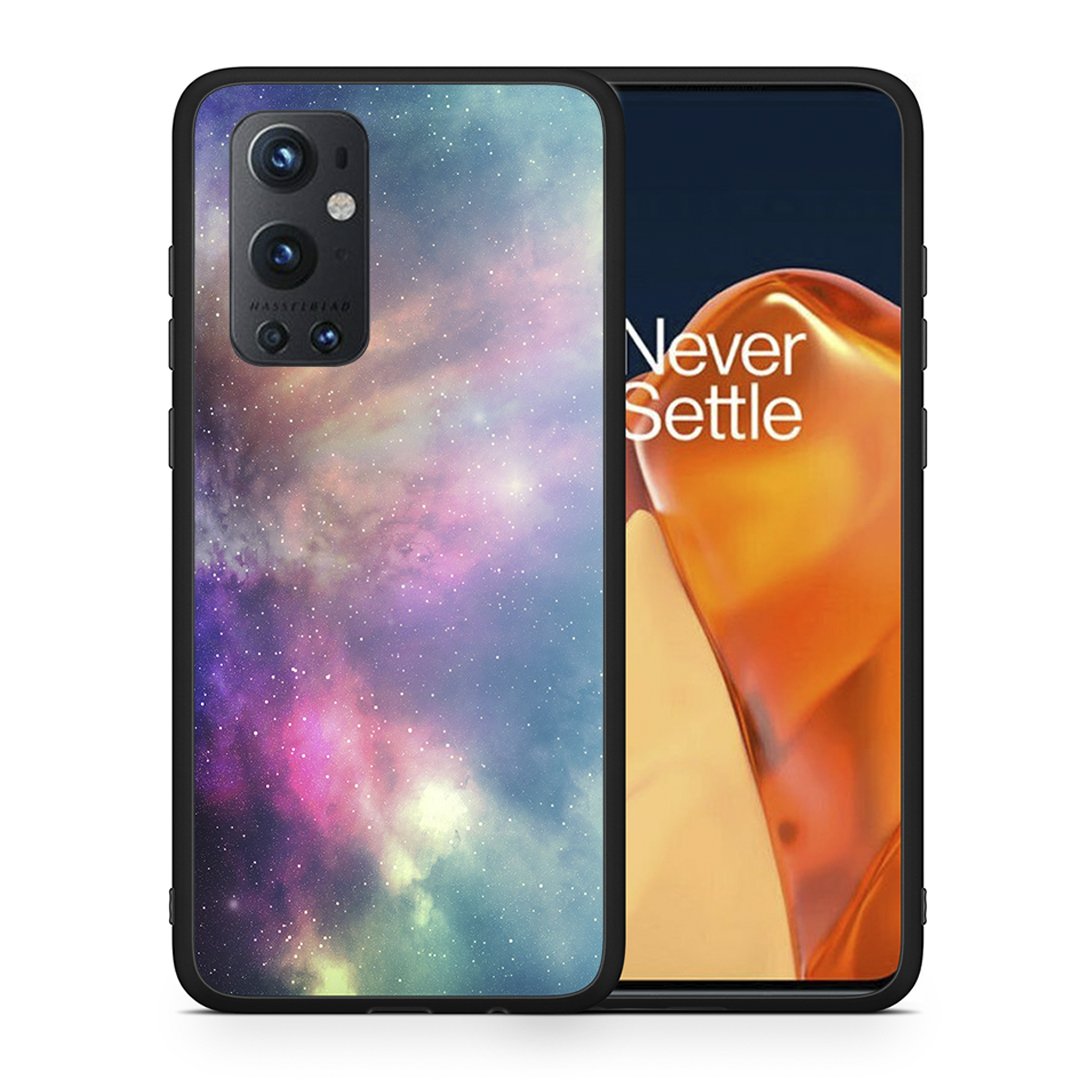 Θήκη OnePlus 9 Pro Rainbow Galaxy από τη Smartfits με σχέδιο στο πίσω μέρος και μαύρο περίβλημα | OnePlus 9 Pro Rainbow Galaxy case with colorful back and black bezels