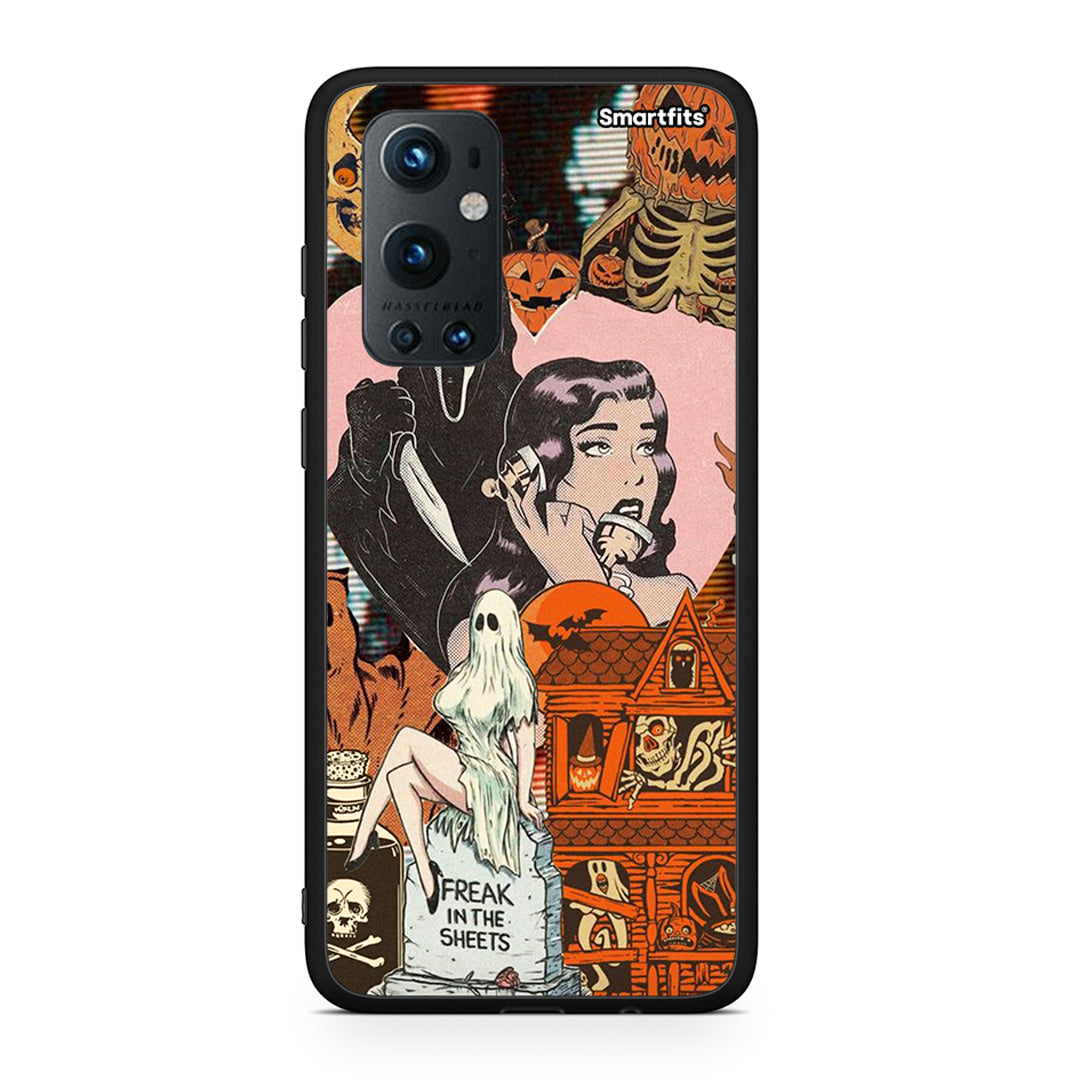 OnePlus 9 Pro Halloween Collage Θήκη από τη Smartfits με σχέδιο στο πίσω μέρος και μαύρο περίβλημα | Smartphone case with colorful back and black bezels by Smartfits