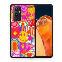 Thumbnail for Θήκη OnePlus 9 Pro Hippie Love από τη Smartfits με σχέδιο στο πίσω μέρος και μαύρο περίβλημα | OnePlus 9 Pro Hippie Love case with colorful back and black bezels