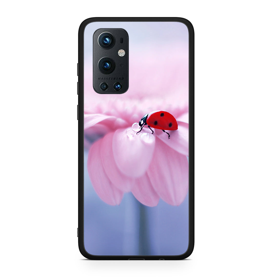 OnePlus 9 Pro Ladybug Flower θήκη από τη Smartfits με σχέδιο στο πίσω μέρος και μαύρο περίβλημα | Smartphone case with colorful back and black bezels by Smartfits