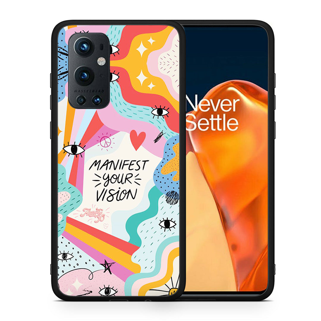 Θήκη OnePlus 9 Pro Manifest Your Vision από τη Smartfits με σχέδιο στο πίσω μέρος και μαύρο περίβλημα | OnePlus 9 Pro Manifest Your Vision case with colorful back and black bezels