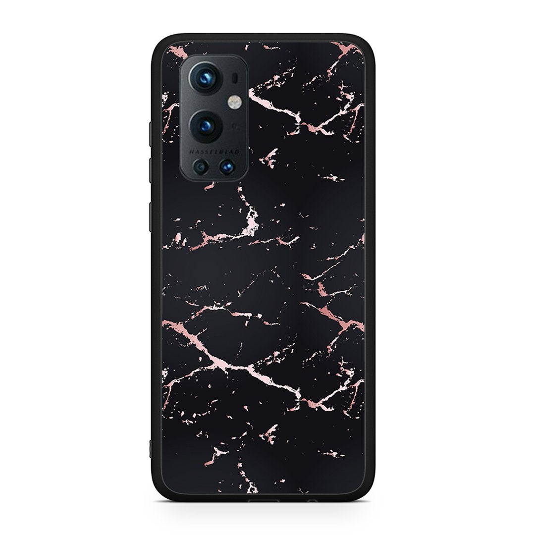 OnePlus 9 Pro Black Rosegold Marble θήκη από τη Smartfits με σχέδιο στο πίσω μέρος και μαύρο περίβλημα | Smartphone case with colorful back and black bezels by Smartfits