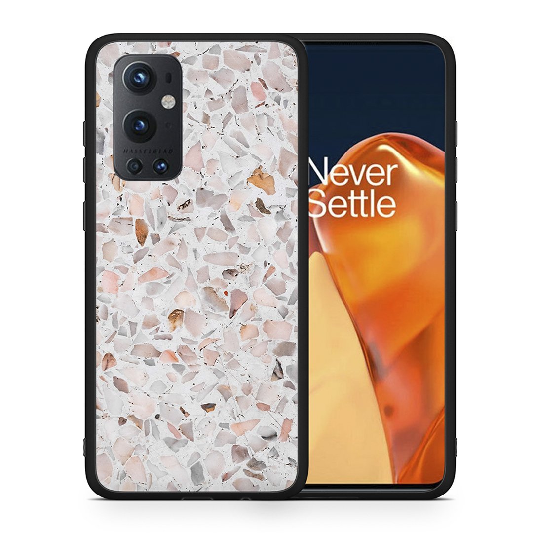 Θήκη OnePlus 9 Pro Marble Terrazzo από τη Smartfits με σχέδιο στο πίσω μέρος και μαύρο περίβλημα | OnePlus 9 Pro Marble Terrazzo case with colorful back and black bezels