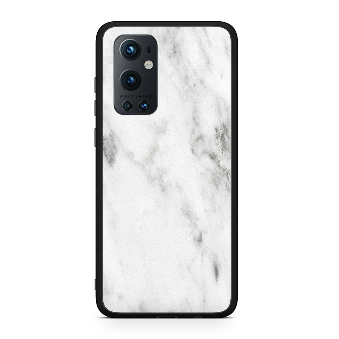 OnePlus 9 Pro White marble θήκη από τη Smartfits με σχέδιο στο πίσω μέρος και μαύρο περίβλημα | Smartphone case with colorful back and black bezels by Smartfits