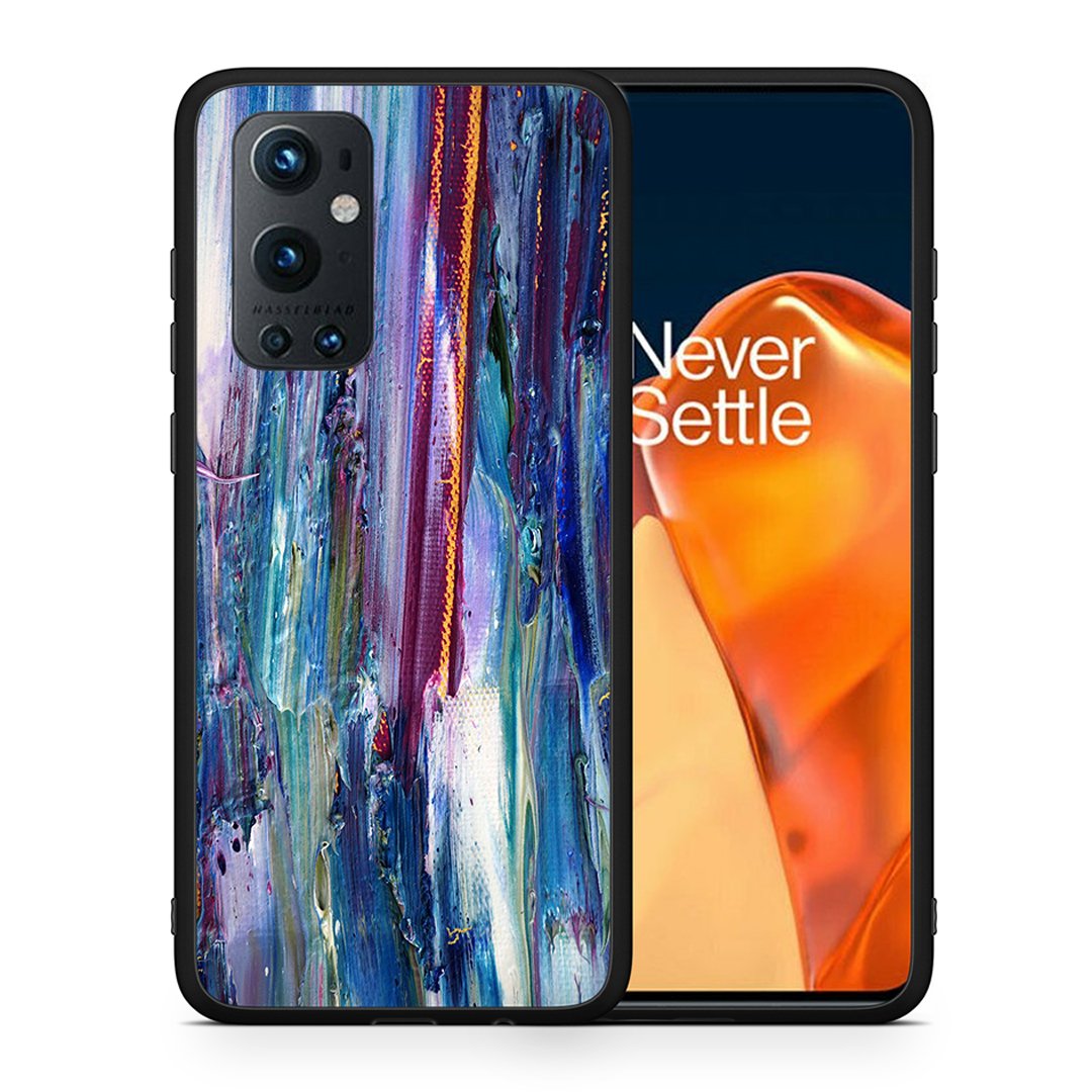 Θήκη OnePlus 9 Pro Winter Paint από τη Smartfits με σχέδιο στο πίσω μέρος και μαύρο περίβλημα | OnePlus 9 Pro Winter Paint case with colorful back and black bezels