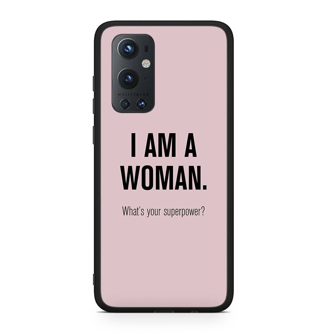 OnePlus 9 Pro Superpower Woman θήκη από τη Smartfits με σχέδιο στο πίσω μέρος και μαύρο περίβλημα | Smartphone case with colorful back and black bezels by Smartfits
