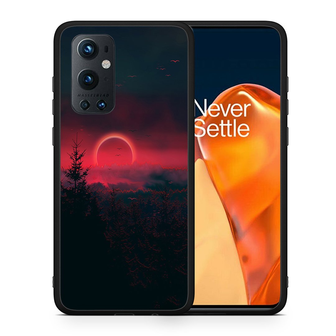 Θήκη OnePlus 9 Pro Sunset Tropic από τη Smartfits με σχέδιο στο πίσω μέρος και μαύρο περίβλημα | OnePlus 9 Pro Sunset Tropic case with colorful back and black bezels