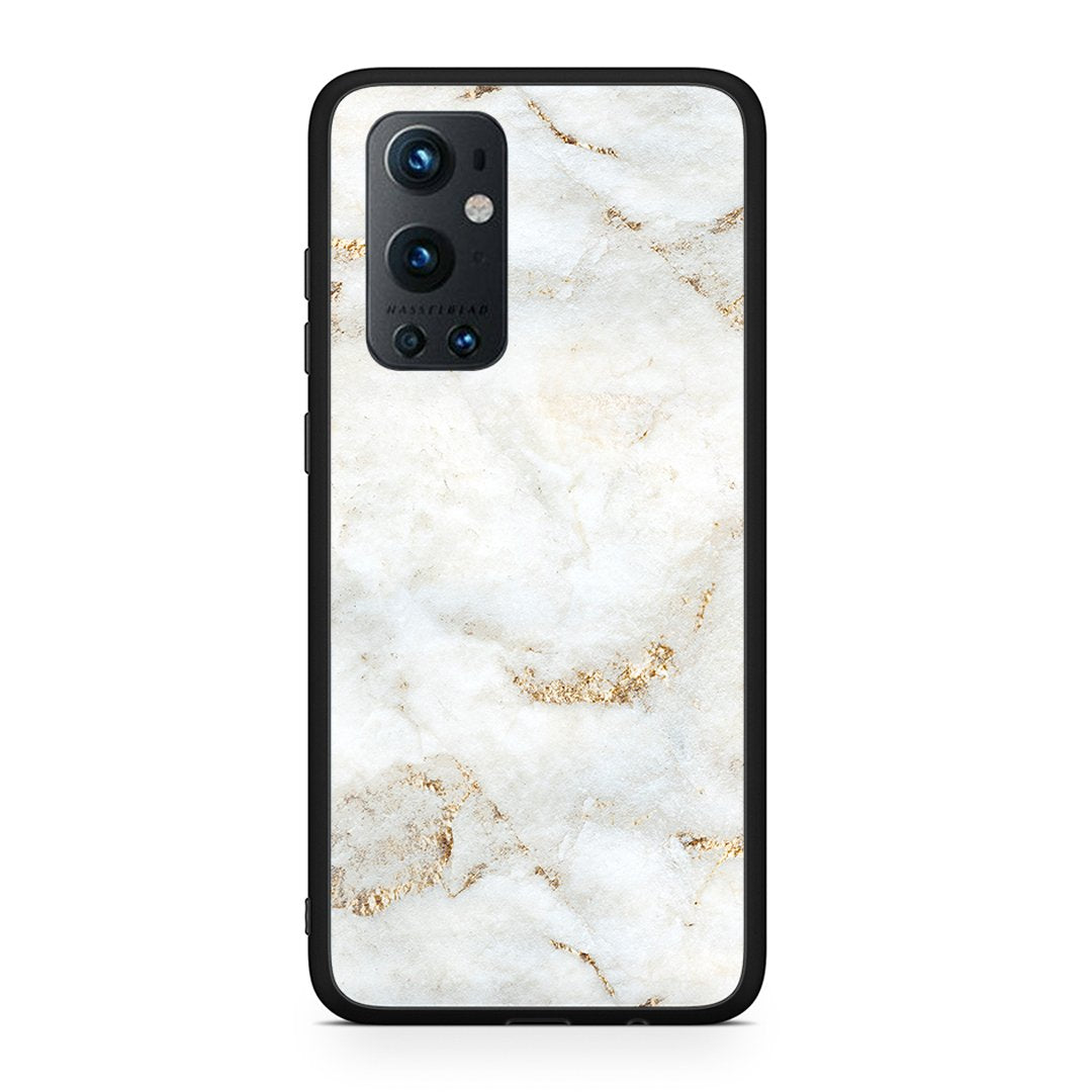 OnePlus 9 Pro White Gold Marble θήκη από τη Smartfits με σχέδιο στο πίσω μέρος και μαύρο περίβλημα | Smartphone case with colorful back and black bezels by Smartfits
