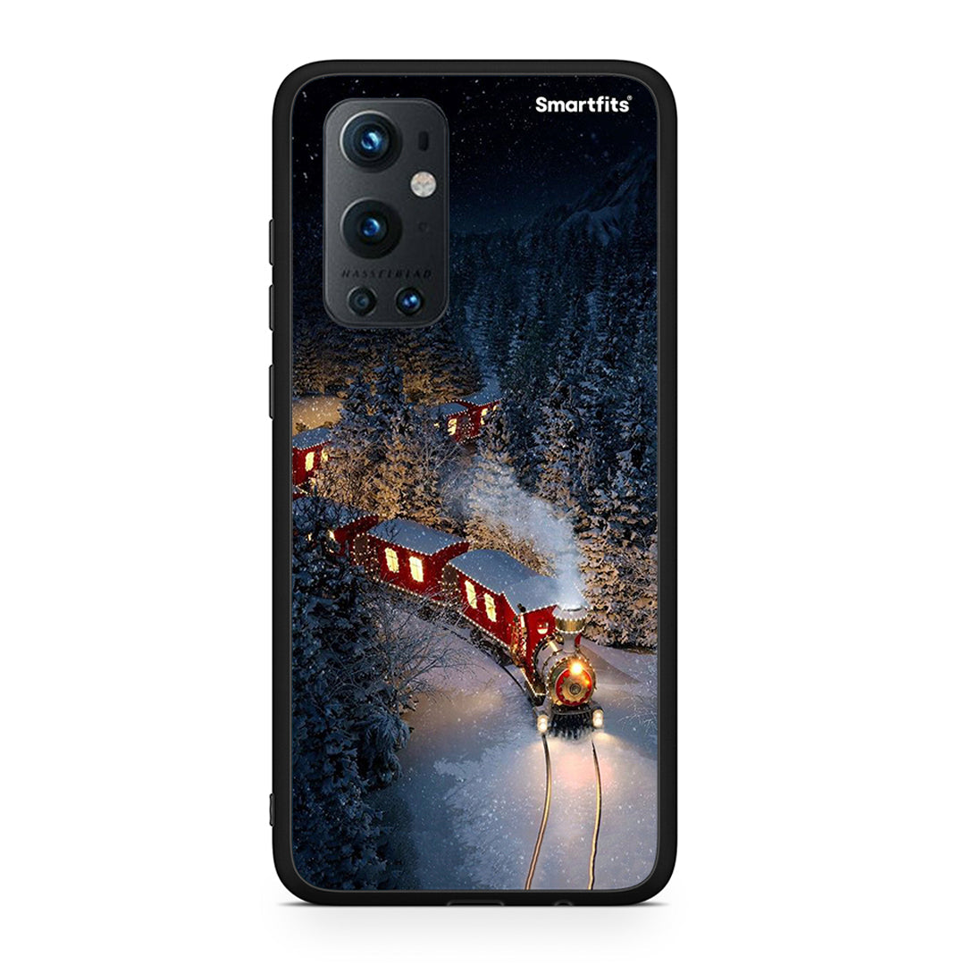 OnePlus 9 Pro Xmas Train θήκη από τη Smartfits με σχέδιο στο πίσω μέρος και μαύρο περίβλημα | Smartphone case with colorful back and black bezels by Smartfits