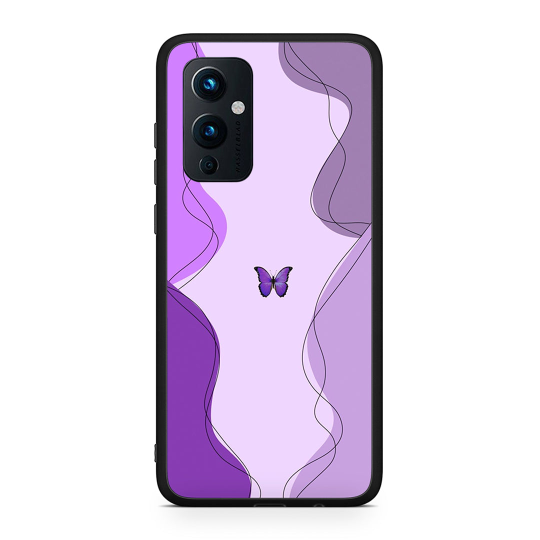 OnePlus 9 Purple Mariposa Θήκη Αγίου Βαλεντίνου από τη Smartfits με σχέδιο στο πίσω μέρος και μαύρο περίβλημα | Smartphone case with colorful back and black bezels by Smartfits