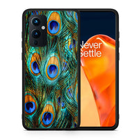 Thumbnail for Θήκη OnePlus 9 Real Peacock Feathers από τη Smartfits με σχέδιο στο πίσω μέρος και μαύρο περίβλημα | OnePlus 9 Real Peacock Feathers case with colorful back and black bezels