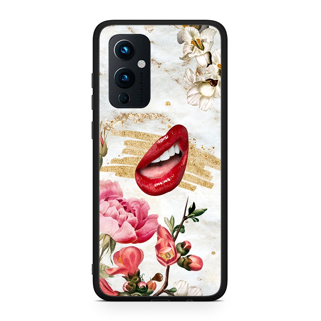 OnePlus 9 Red Lips θήκη από τη Smartfits με σχέδιο στο πίσω μέρος και μαύρο περίβλημα | Smartphone case with colorful back and black bezels by Smartfits