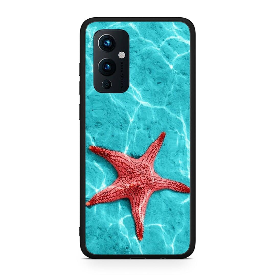 OnePlus 9 Red Starfish Θήκη από τη Smartfits με σχέδιο στο πίσω μέρος και μαύρο περίβλημα | Smartphone case with colorful back and black bezels by Smartfits