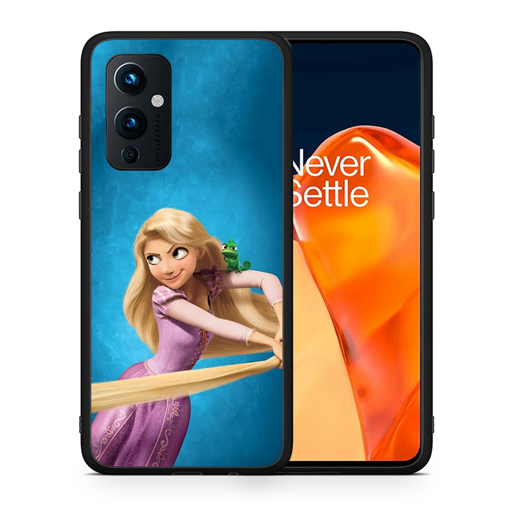 Θήκη Αγίου Βαλεντίνου OnePlus 9 Tangled 2 από τη Smartfits με σχέδιο στο πίσω μέρος και μαύρο περίβλημα | OnePlus 9 Tangled 2 case with colorful back and black bezels