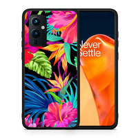 Thumbnail for Θήκη OnePlus 9 Tropical Flowers από τη Smartfits με σχέδιο στο πίσω μέρος και μαύρο περίβλημα | OnePlus 9 Tropical Flowers case with colorful back and black bezels