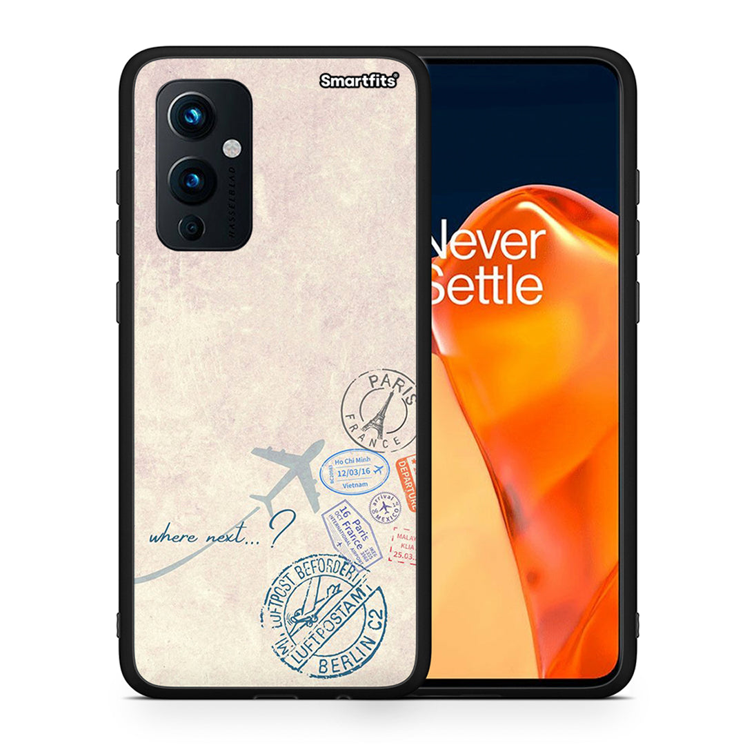 Θήκη OnePlus 9 Where Next από τη Smartfits με σχέδιο στο πίσω μέρος και μαύρο περίβλημα | OnePlus 9 Where Next case with colorful back and black bezels