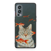 Thumbnail for OnePlus Nord 2 5G Cat Goldfish θήκη από τη Smartfits με σχέδιο στο πίσω μέρος και μαύρο περίβλημα | Smartphone case with colorful back and black bezels by Smartfits