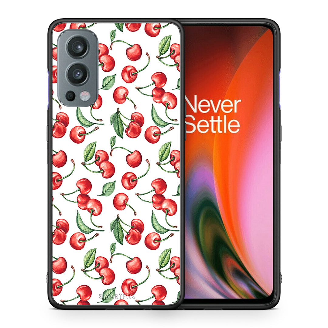 Θήκη OnePlus Nord 2 5G Cherry Summer από τη Smartfits με σχέδιο στο πίσω μέρος και μαύρο περίβλημα | OnePlus Nord 2 5G Cherry Summer case with colorful back and black bezels