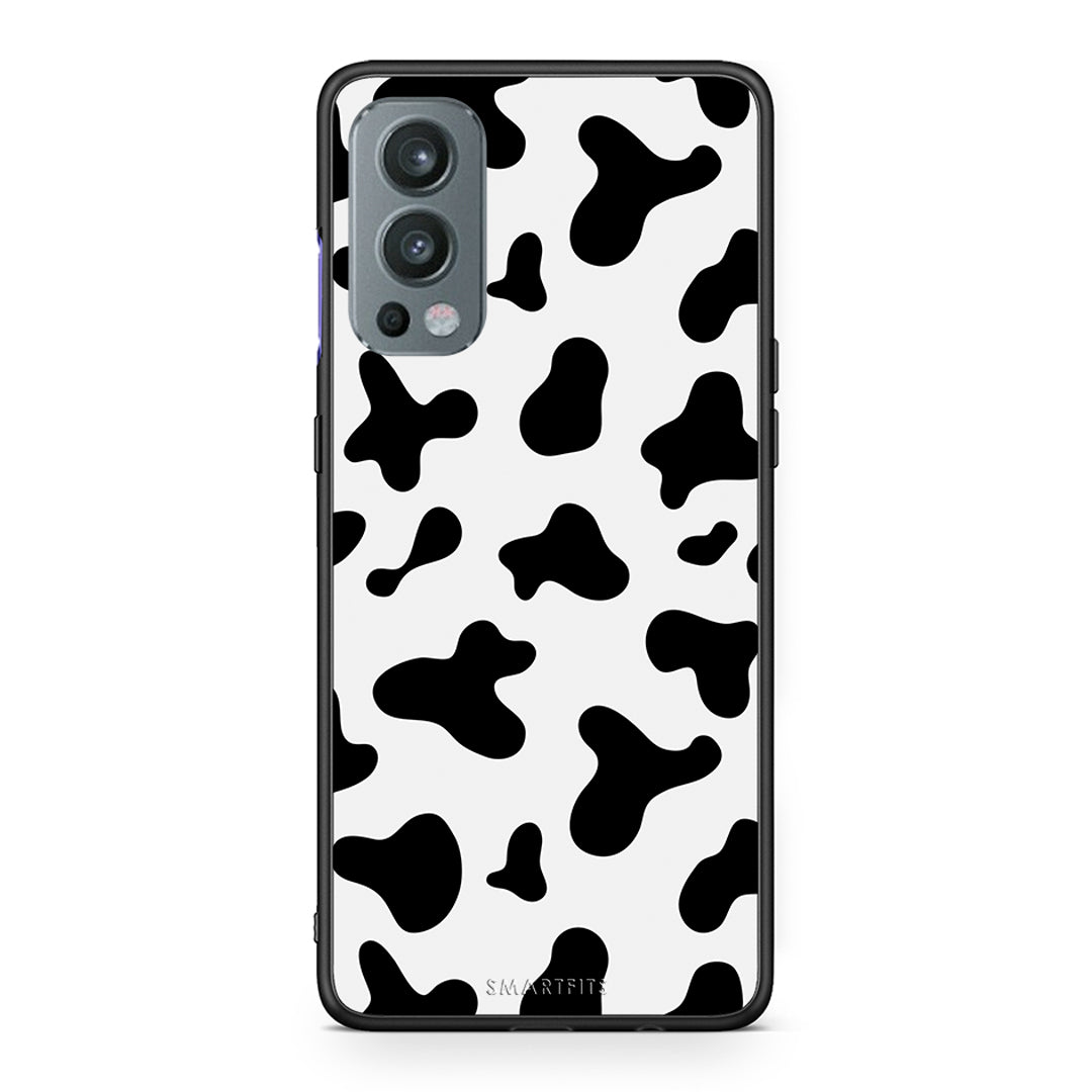 OnePlus Nord 2 5G Cow Print θήκη από τη Smartfits με σχέδιο στο πίσω μέρος και μαύρο περίβλημα | Smartphone case with colorful back and black bezels by Smartfits