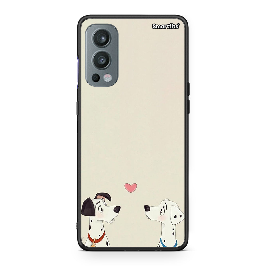 OnePlus Nord 2 5G Dalmatians Love θήκη από τη Smartfits με σχέδιο στο πίσω μέρος και μαύρο περίβλημα | Smartphone case with colorful back and black bezels by Smartfits
