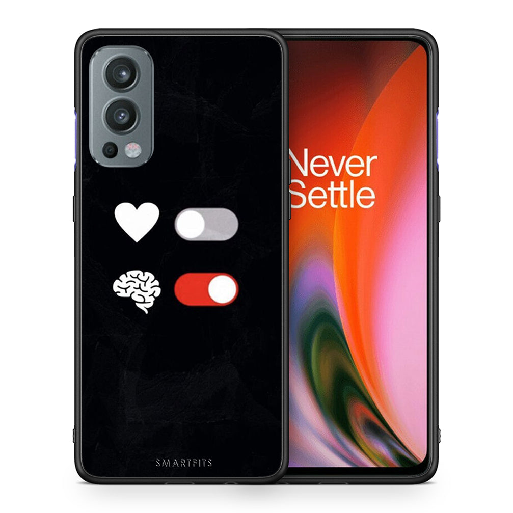 Θήκη Αγίου Βαλεντίνου OnePlus Nord 2 5G Heart Vs Brain από τη Smartfits με σχέδιο στο πίσω μέρος και μαύρο περίβλημα | OnePlus Nord 2 5G Heart Vs Brain case with colorful back and black bezels