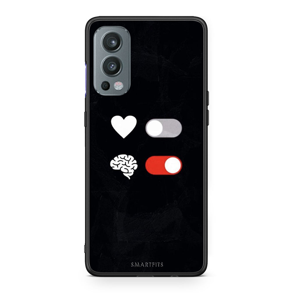 OnePlus Nord 2 5G Heart Vs Brain Θήκη Αγίου Βαλεντίνου από τη Smartfits με σχέδιο στο πίσω μέρος και μαύρο περίβλημα | Smartphone case with colorful back and black bezels by Smartfits