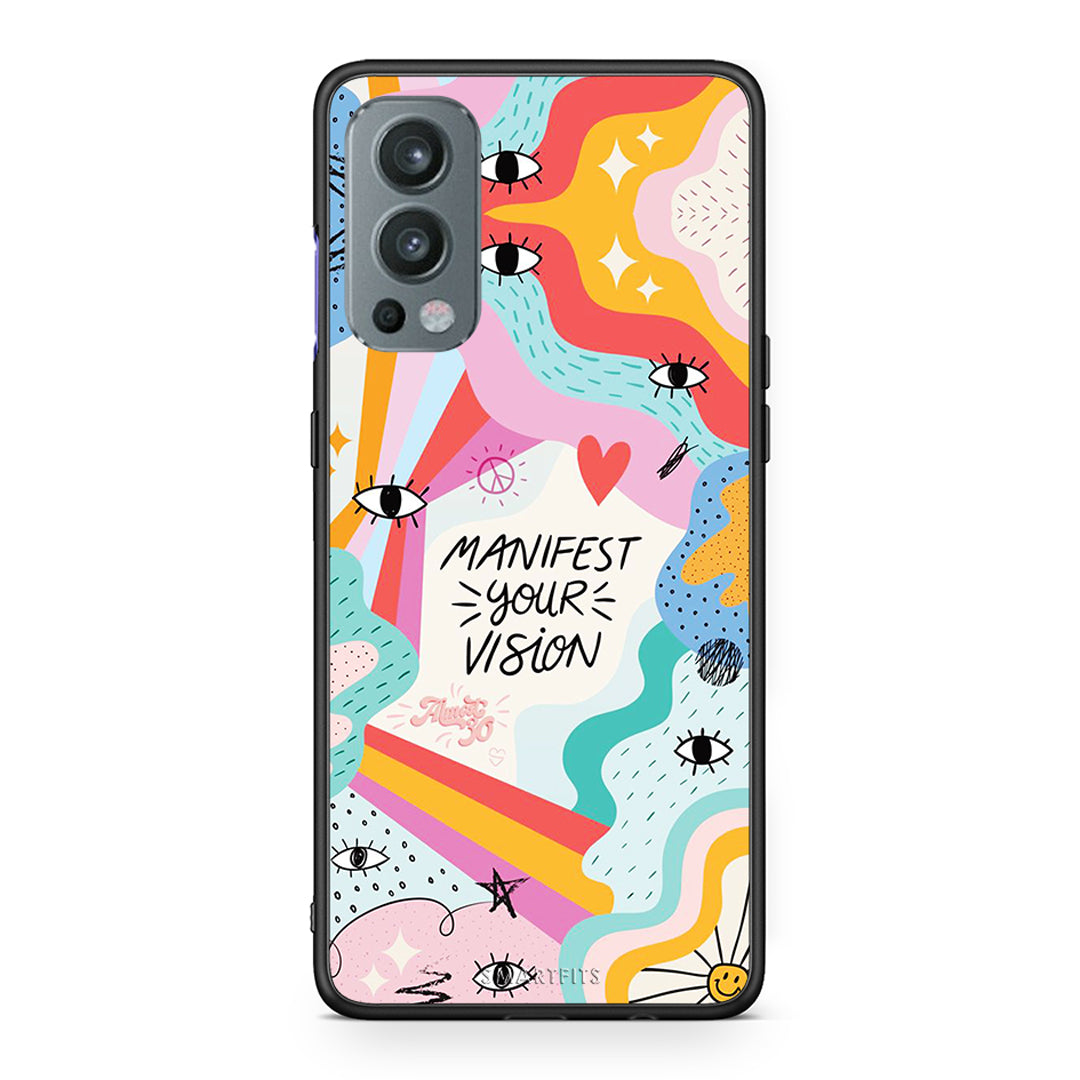 OnePlus Nord 2 5G Manifest Your Vision θήκη από τη Smartfits με σχέδιο στο πίσω μέρος και μαύρο περίβλημα | Smartphone case with colorful back and black bezels by Smartfits